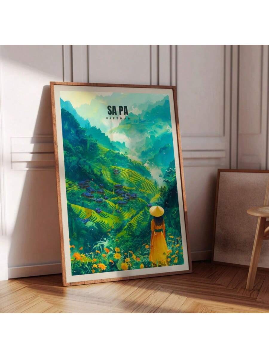 Immerse yourself in the extraordinary beauty of Vietnam's highlands with this Sapa Summer Rice Field Poster. The canvas art masterfully captures the undulating emerald terraces that define this iconic landscape, with precise attention to the interplay of light and shadow across the agricultural architecture.