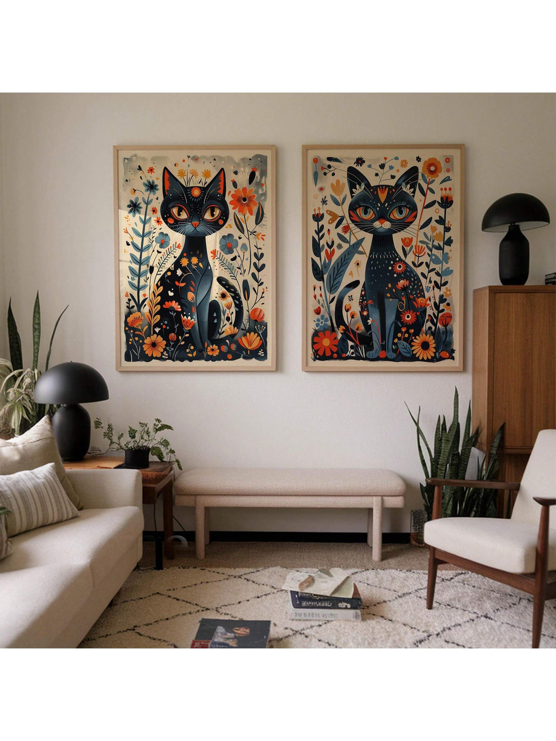 Elevate your home's aesthetic with our Scandinavian Cat Canvas Art Prints. These unframed Nordic wall pieces blend minimalist design with charming feline motifs, creating a sophisticated yet playful focal point for any room. The clean lines and muted palette characteristic of Scandinavian design ensure these prints complement various interior styles while adding distinctive character to your space.