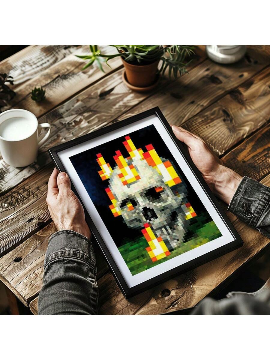 Add a bold statement to your space with the Vibrant Pixel Skull Flames Canvas Art. This unique abstract piece combines vivid pixelated flames with a striking skull design, perfect for Halloween or adding an edgy touch to your home or dormitory. Crafted on high-quality canvas, it offers lasting color and detail, making it an eye-catching focal point that enhances any room’s atmosphere with a modern, artistic flair.