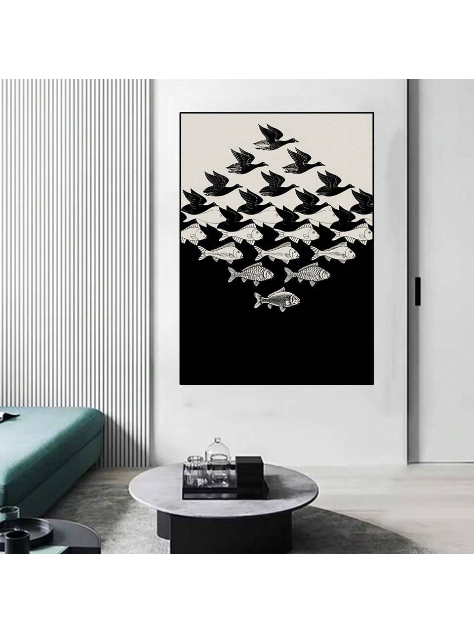 Transform your living space with this captivating M.C. Escher Surreal Art Canvas Print. This frameless abstract wall artwork showcases Escher's renowned mathematical precision and optical illusions, creating a sophisticated focal point in any room. The high-quality canvas reproduction preserves the intricate details and paradoxical perspectives that define Escher's revolutionary artistic vision.