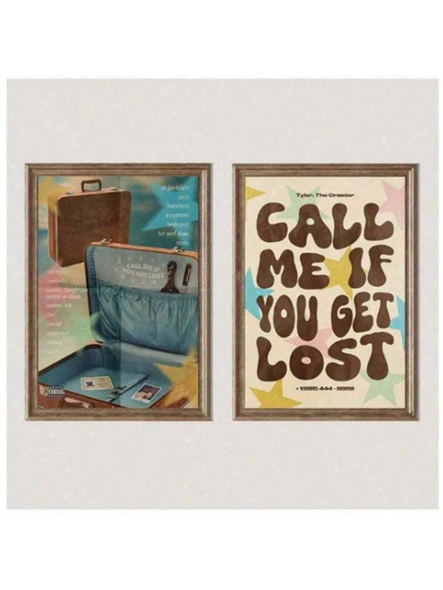 Bring contemporary style to your space with this striking pop music movie poster canvas. Featuring the iconic 'If You Get Lost, Please Call Me' design, this modern artwork combines geometric and figure patterns in vibrant multicolor tones that complement any room aesthetic. Crafted from premium canvas material, this unframed hanging painting is waterproof and built to last. Perfect for dining rooms, bedrooms, or living spaces, it adds personality and visual interest to your walls.