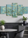 Framed botanical wall art lifestyle image combining soft flower branches and home decor