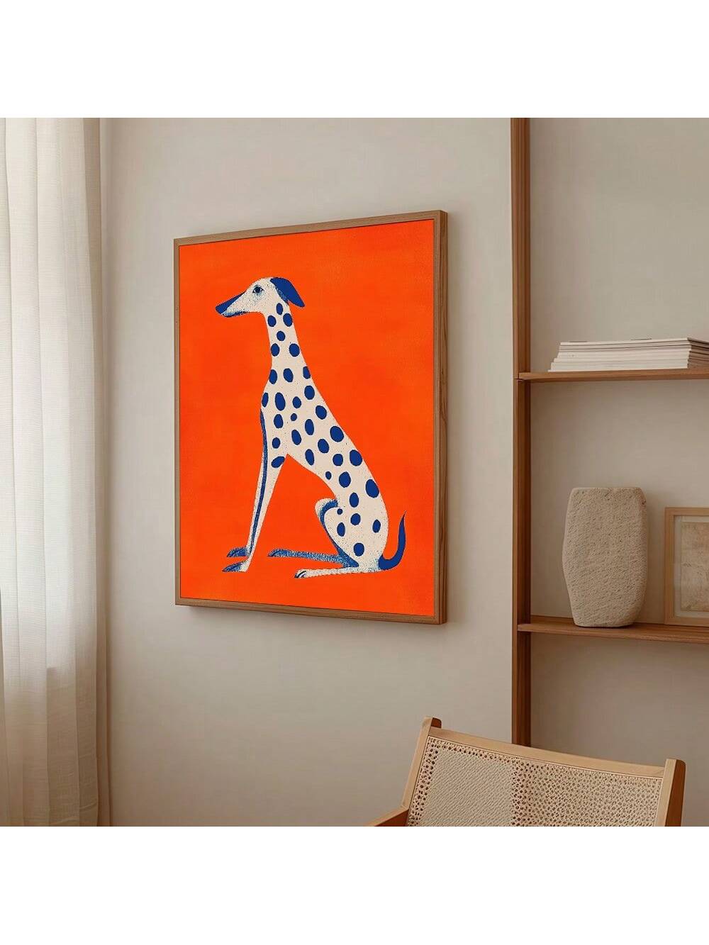 Elevate your living space with this Modern Dalmatian Dog Canvas Art, featuring a minimalist design in striking blue and orange tones. Perfect for home or dorm decor, this piece adds a contemporary touch while celebrating the unique charm of the Dalmatian breed. Its clean lines and bold colors create a sophisticated focal point that complements a variety of interior styles. Durable and easy to hang, this canvas art is an expert choice for those seeking stylish, animal-inspired wall decor.