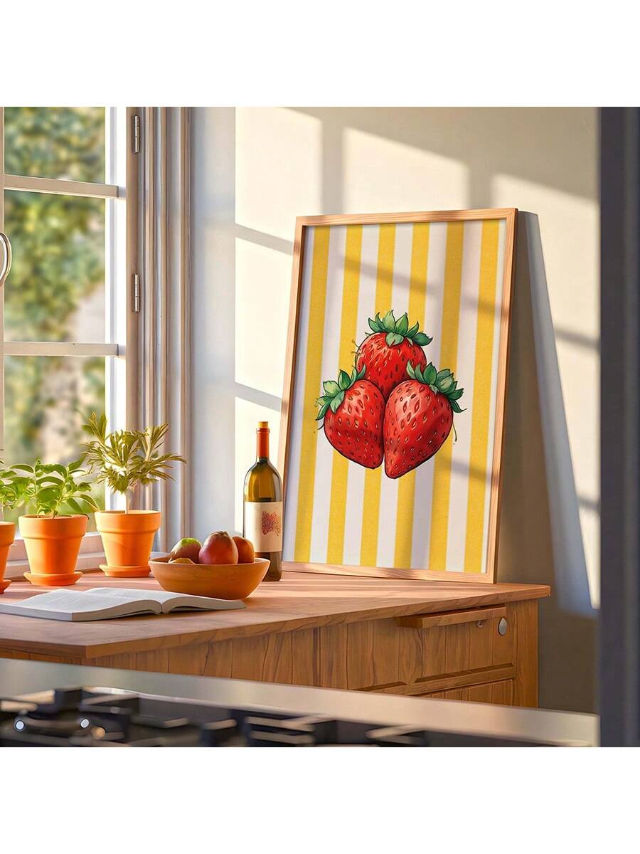 Add a splash of vintage charm to your kitchen or dining space with these vibrant fruit canvas prints. Featuring bold, retro-inspired illustrations of oranges, strawberries, and lemons, these unframed posters serve as striking focal points that enhance your décor while evoking a nostalgic aesthetic. The vivid colors and classic design complement various interior styles, making them an ideal choice for culinary enthusiasts seeking to elevate their wall art collection.
