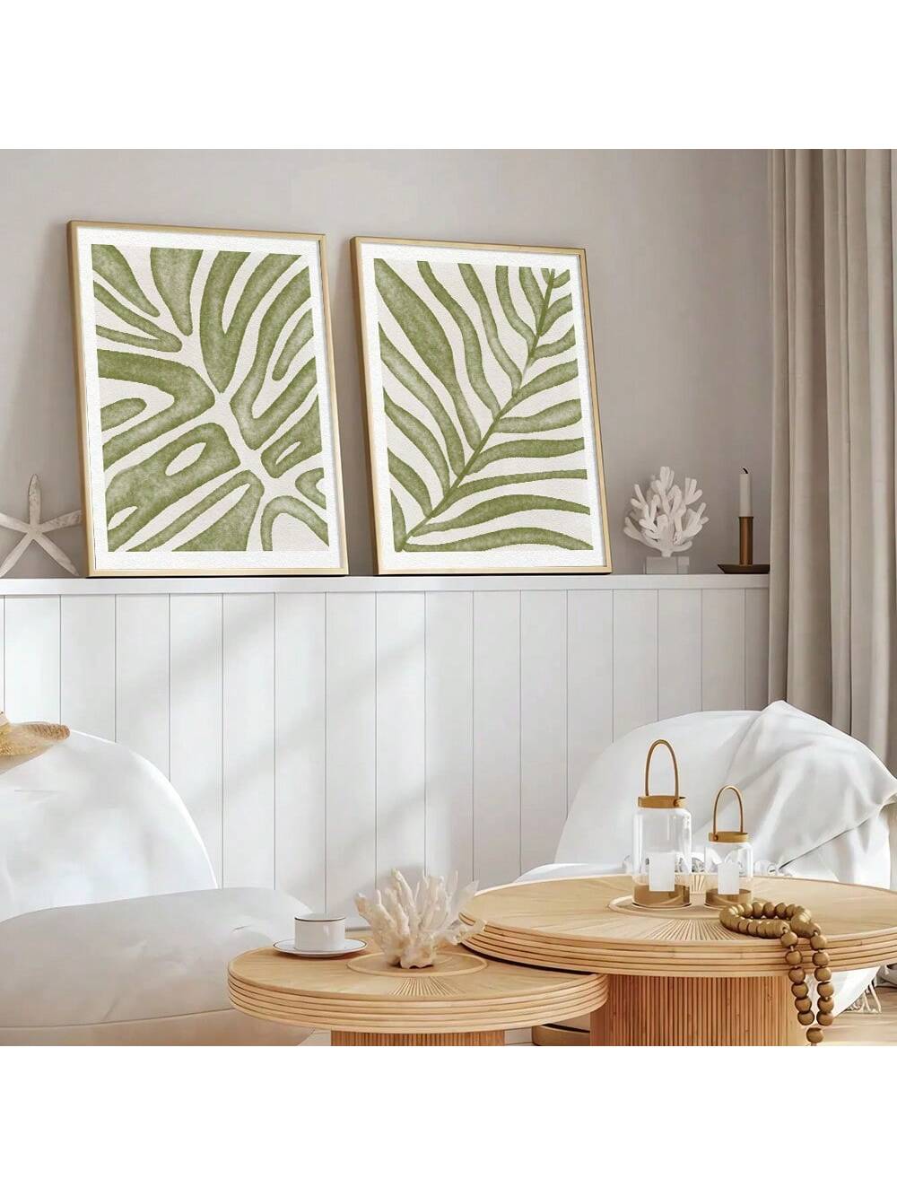 This curated set of two unframed botanical prints features minimalist green leaf designs that embody contemporary boho aesthetics. The refined botanical imagery offers sophisticated wall décor that enhances modern interiors with subtle natural elements. Each canvas print maintains artistic integrity while providing versatile styling options across various rooms, creating a cohesive yet understated visual statement that elevates your space with professional design sensibility.