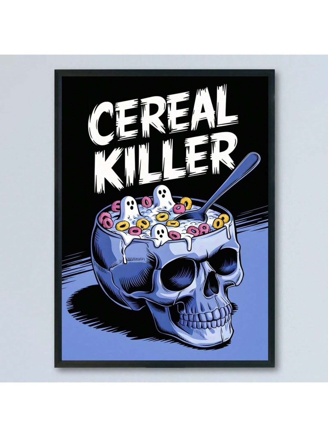 This striking canvas wall art merges dark humor with gothic aesthetics, featuring a vintage-inspired skull design perfect for those who appreciate unconventional décor. The whimsical "Cereal Killer" theme adds a playful edge to classic horror imagery, making it an ideal statement piece for Halloween displays or year-round gothic interiors. High-quality canvas construction ensures durability and vibrant color retention. Whether displayed in a bedroom, living room, or entertainment space, this artwork transfo
