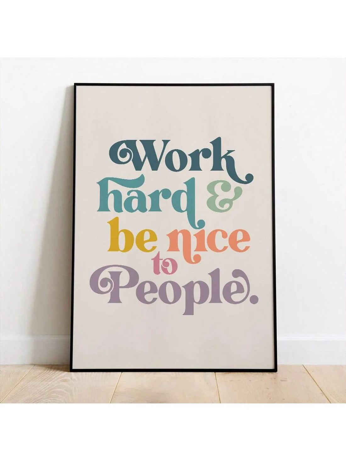 Elevate your space with this Inspirational Vintage Wall Art Print featuring the timeless message, "Work Hard, Be Kind." Perfect for both home and office, this poster combines classic design with motivational wisdom to inspire productivity and kindness daily. Its vintage aesthetic adds character and warmth, making it a thoughtful addition to any decor style. Durable and easy to frame, it serves as a constant reminder to balance ambition with compassion.