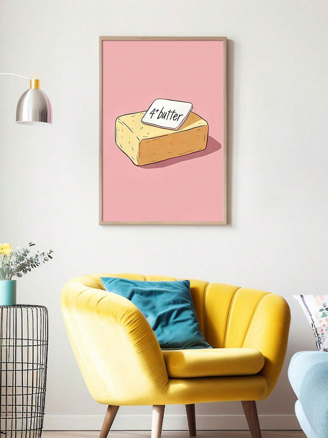 Add a touch of whimsy to your space with this minimalist Cartoon Butter Block Canvas Art. The frameless design offers clean, contemporary appeal while the playful butter motif introduces an unexpected element of fun to any room. Expertly printed on high-quality canvas, this distinctive piece serves as both a conversation starter and a sophisticated accent for modern interiors.
