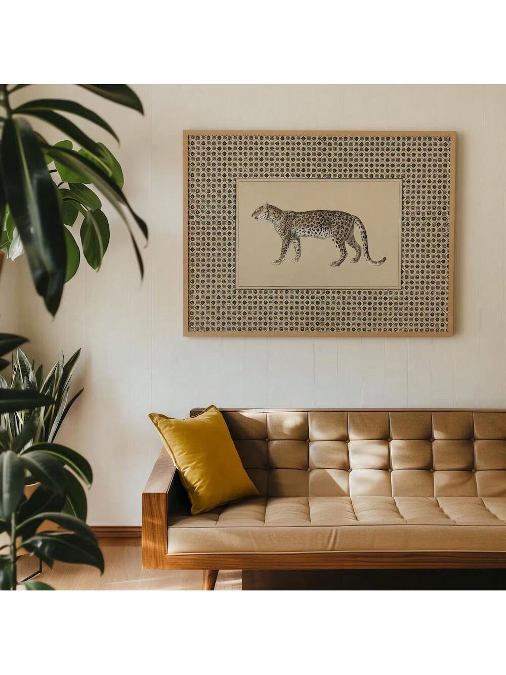 Elevate your space with this unframed vintage leopard wall art canvas print, blending minimalist design with boho retro charm. Perfect for living rooms, bedrooms, or dorms, it adds a sophisticated yet relaxed vibe. The detailed leopard illustration brings a touch of wild elegance, making it a versatile piece that complements various decor styles. Its unframed format allows for flexible display options, letting you customize your interior with ease and expert flair.