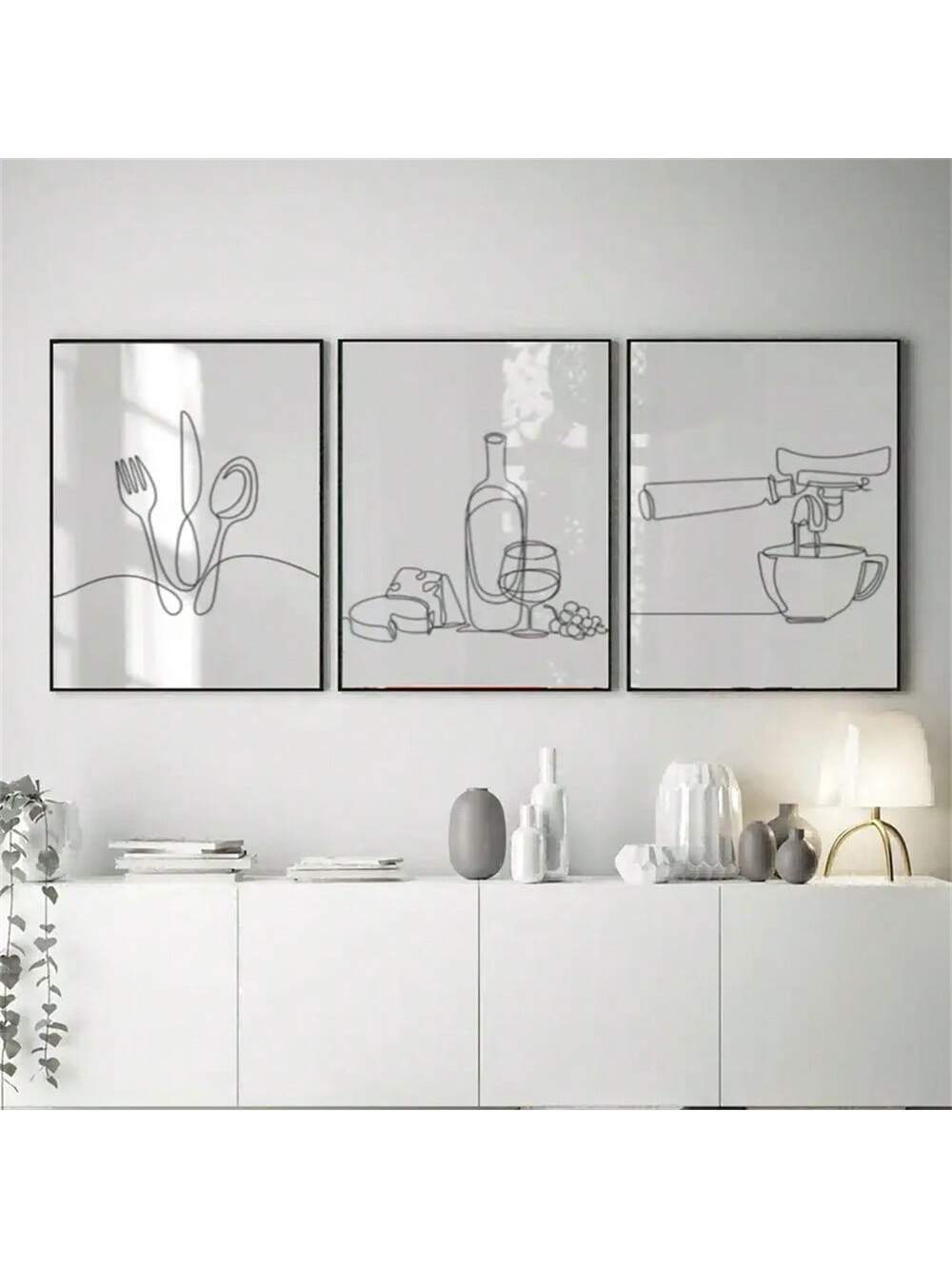 Elevate your dining and living spaces with this Modern Minimalist Line Art Canvas Prints Set. Featuring sleek black and white designs, these frameless posters bring a refined, contemporary aesthetic that complements any chic interior. Crafted for simplicity and elegance, they add subtle artistic flair without overwhelming your décor, perfect for creating a sophisticated ambiance.