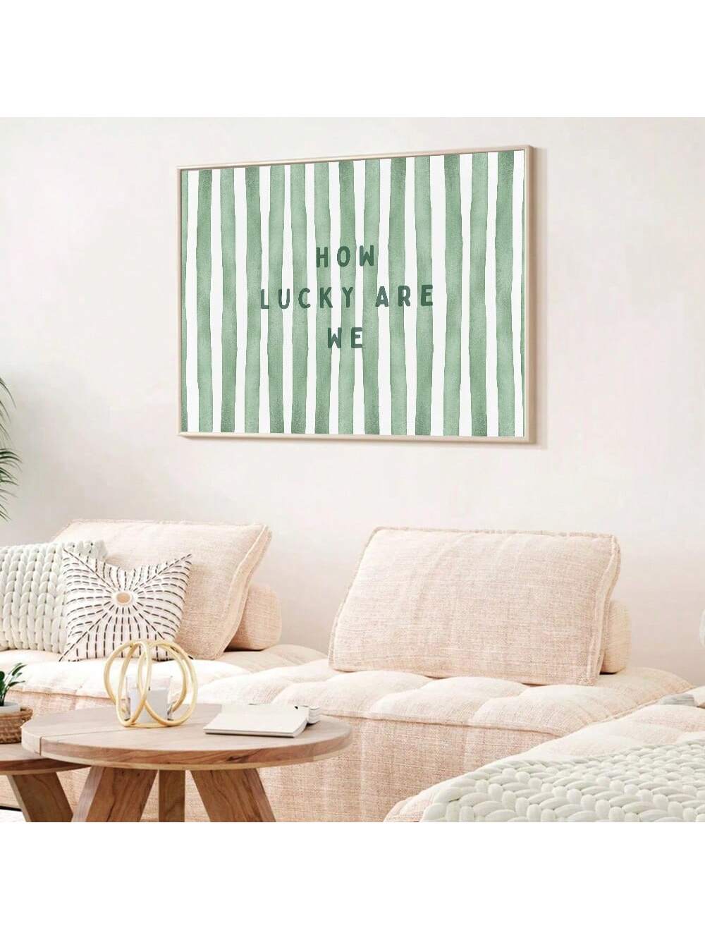 Elevate your living space with this minimalist green typography wall art featuring the phrase "How Lucky." Printed on high-quality canvas without a frame, it offers a sleek, modern aesthetic that complements any stylish home decor. Its subtle green tones bring a calming, natural touch, making it an ideal piece to inspire gratitude and positivity in your environment. Perfect for those seeking understated elegance and meaningful design.