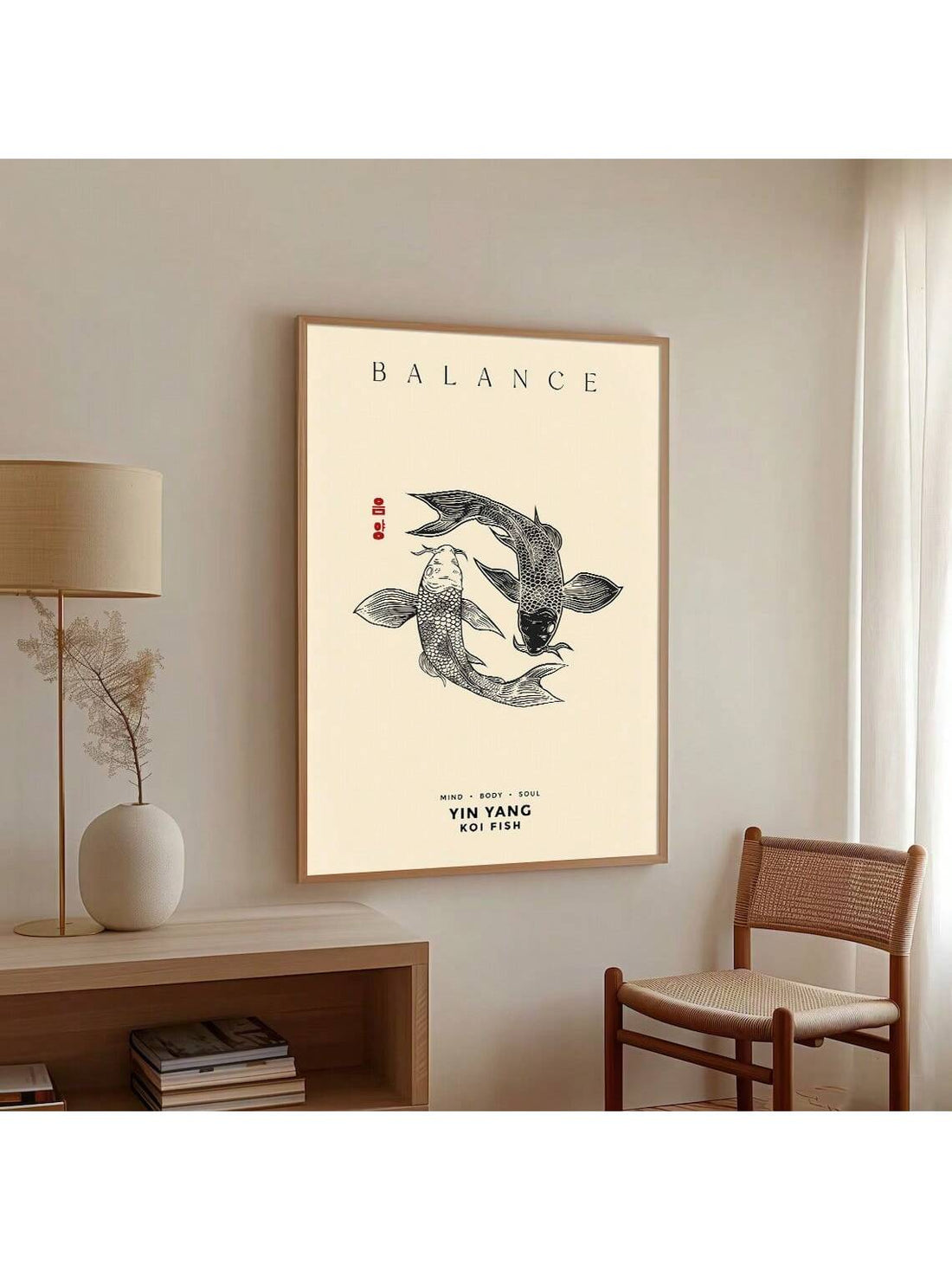 Elevate your living space with this Vintage Koi Fish Canvas Wall Art, embodying minimalist Japanese Zen aesthetics. The artwork features elegant koi fish, symbolizing tranquility and perseverance, rendered in subtle tones that complement modern interiors. Crafted on durable canvas, it adds a serene focal point ideal for creating a balanced, peaceful atmosphere in any room. Perfect for those seeking understated yet meaningful décor grounded in timeless cultural symbolism.