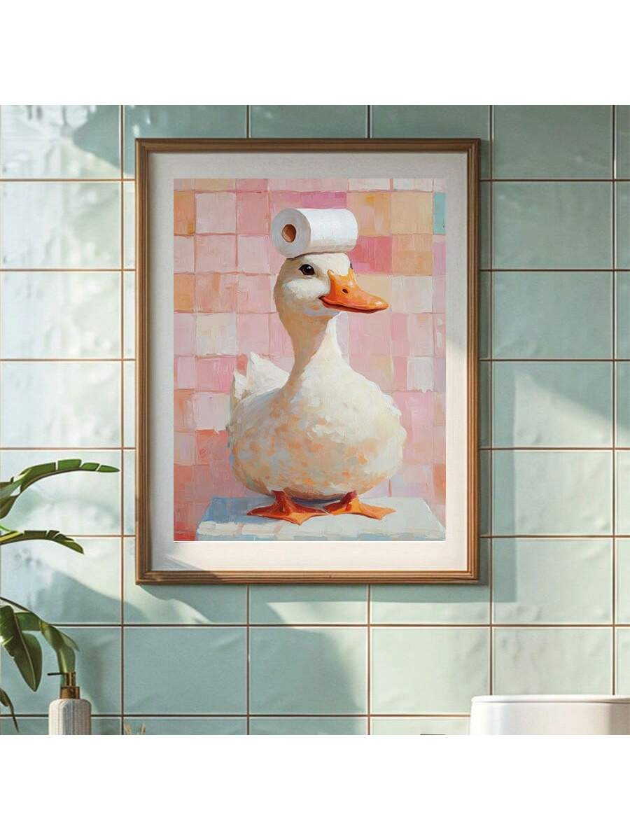 Transform your bathroom or living space with this whimsical pink duck canvas poster. The charming design adds a playful yet sophisticated touch to any room, creating a focal point that balances aesthetic appeal with personality. Crafted with quality materials, this decorative piece seamlessly integrates into various interior styles while maintaining its distinctive character.