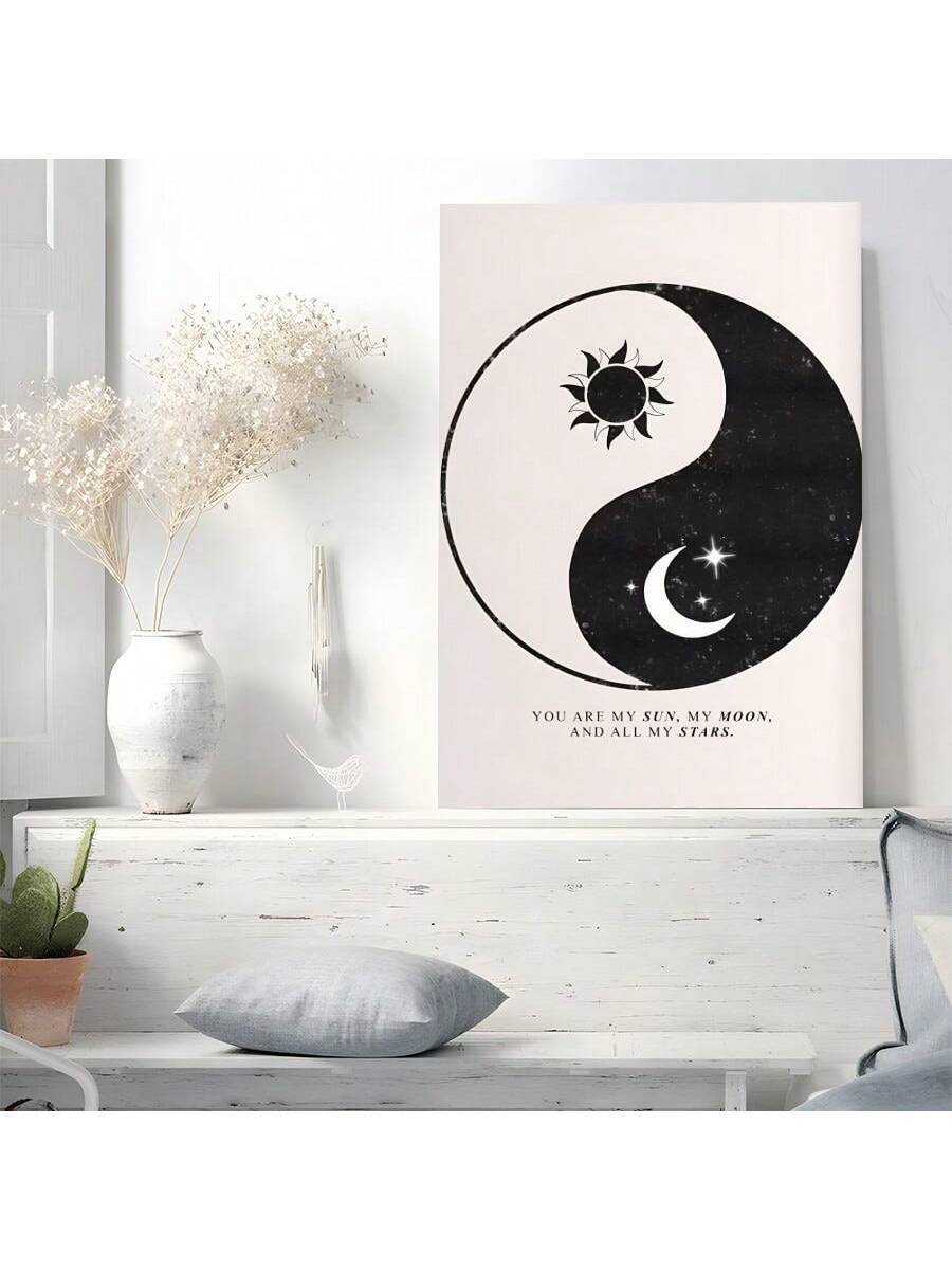 This high-quality minimalist canvas art print features a stunning design of the sun and moon, perfectly capturing the beauty of day and night. Ideal for any bedroom, living room, or dorm, this wall decor adds a touch of elegance to any space. Experience the tranquil and serene atmosphere this piece brings to your home.