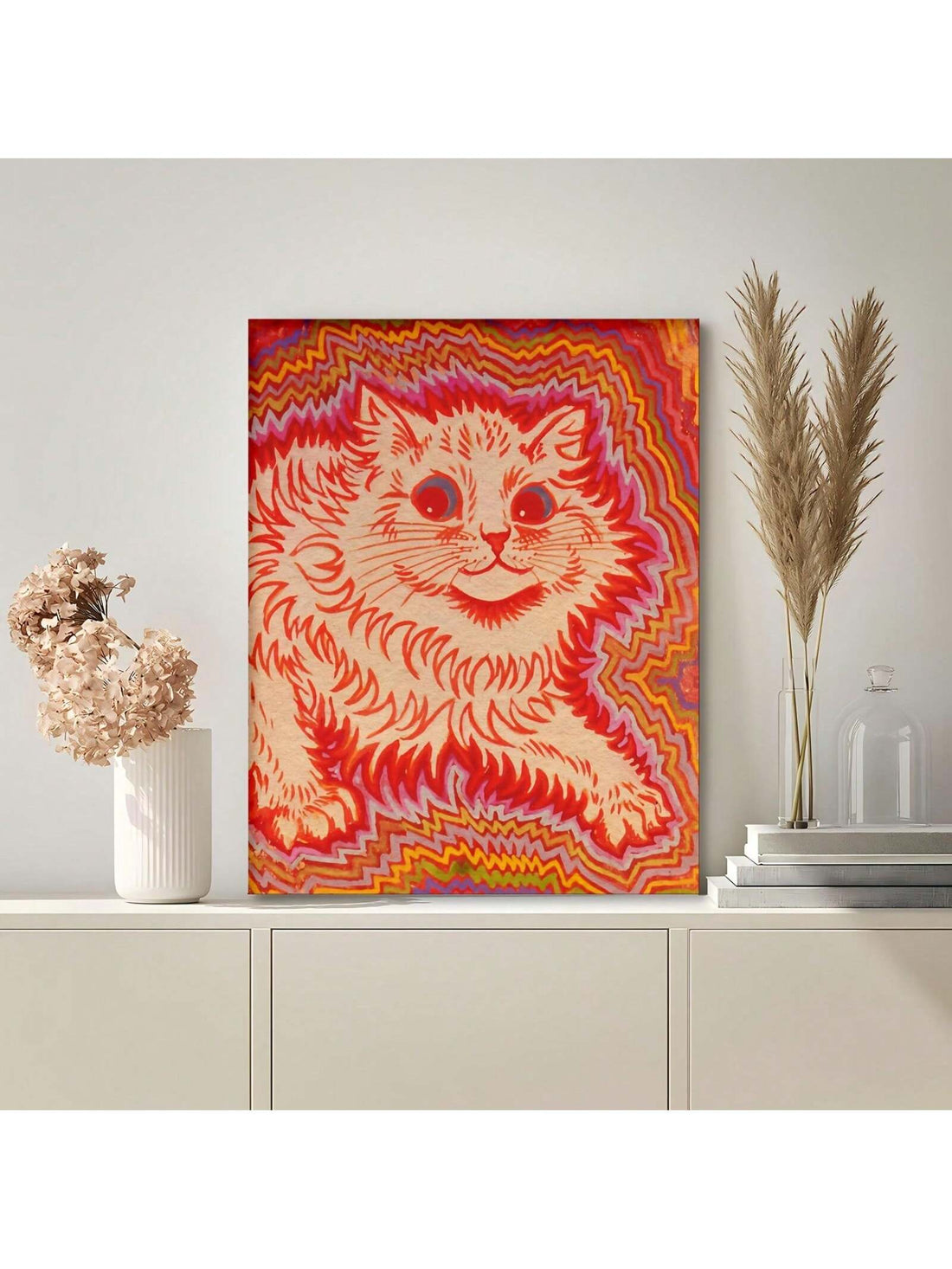 Enhance your living space with our Charming Cat Canvas Wall Art. Featuring a beautiful wood frame, this piece adds a touch of charm to any room in your home or office. The perfect accent piece for your living room, bedroom, or office, this canvas art is sure to please any cat lover.