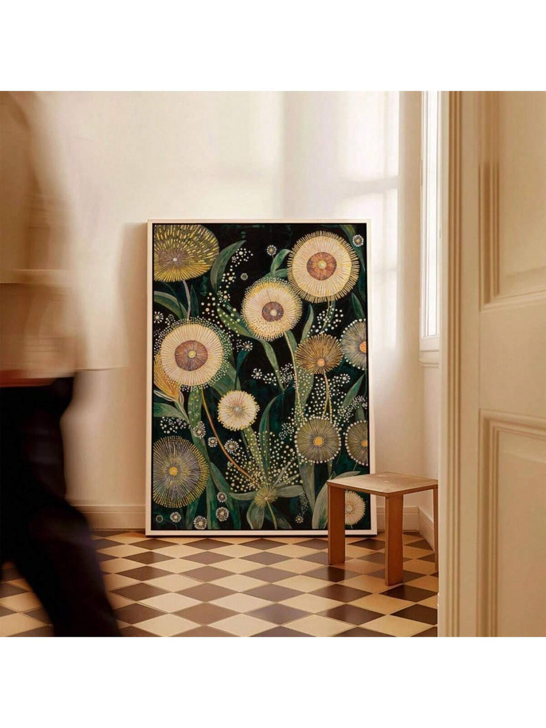 Transform your space with this striking dandelion wall art canvas print, drawing inspiration from Yayoi Kusama's iconic polka dot aesthetic. The modern floral design features delicate dandelion silhouettes rendered in contemporary style, creating visual depth and artistic sophistication. Perfect for living rooms, bedrooms, or creative spaces, this piece combines botanical elegance with minimalist appeal. High-quality canvas construction ensures lasting vibrancy and durability. Whether you're curating a gall