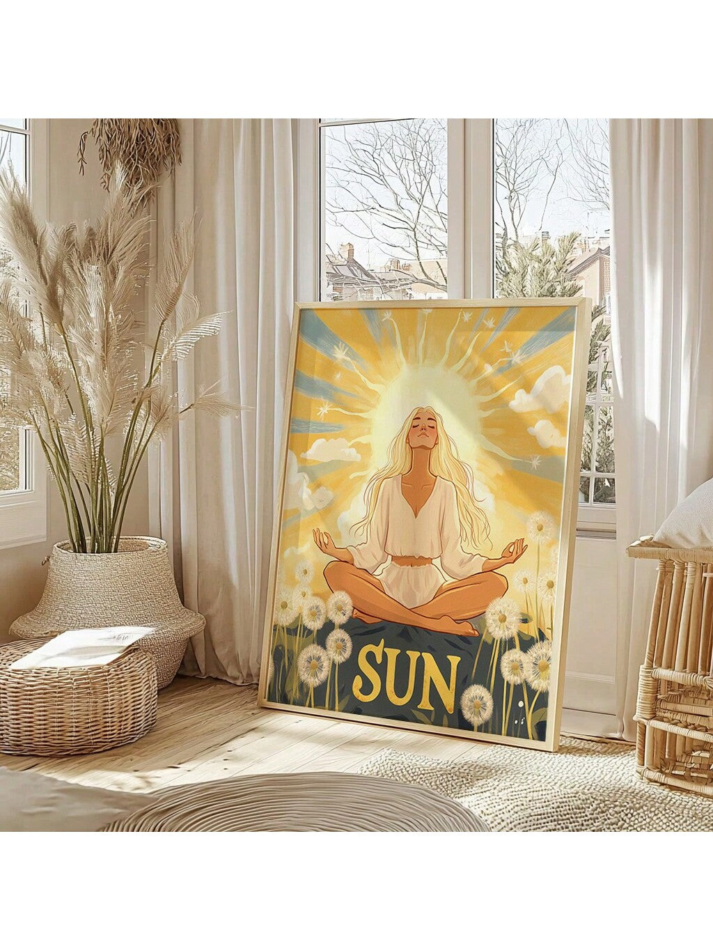 Celebrate celestial beauty with the Ethereal Summer Soleil Sun Print Poster. This spiritual goddess-themed wall art combines astrology and radiant sun imagery to create a serene, uplifting atmosphere. Perfect for enhancing meditation spaces or adding a mystical touch to your home decor, it invites warmth and positive energy into any room. Crafted with attention to detail, this poster is an elegant expression of cosmic connection and inner light.