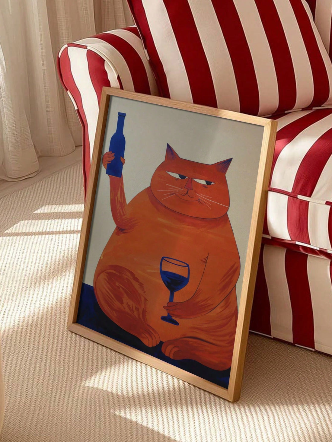 Add a touch of whimsical sophistication to your space with this Vintage Orange Cat Cocktail Art Poster. Meticulously designed with a nostalgic aesthetic, this frameless piece features a charming feline motif paired with classic cocktail imagery. The vibrant orange tones create a striking focal point in bars, kitchens, or restaurants while the high-quality print ensures lasting color retention