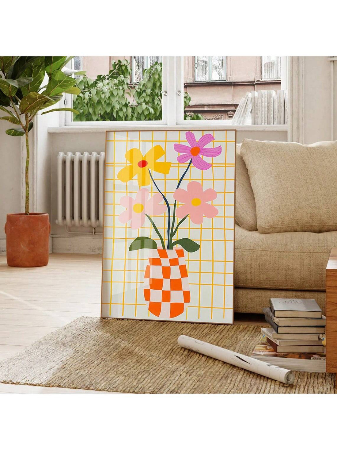 Elevate your interior with this striking Danish pastel vase art print, a contemporary take on Scandinavian design aesthetics.