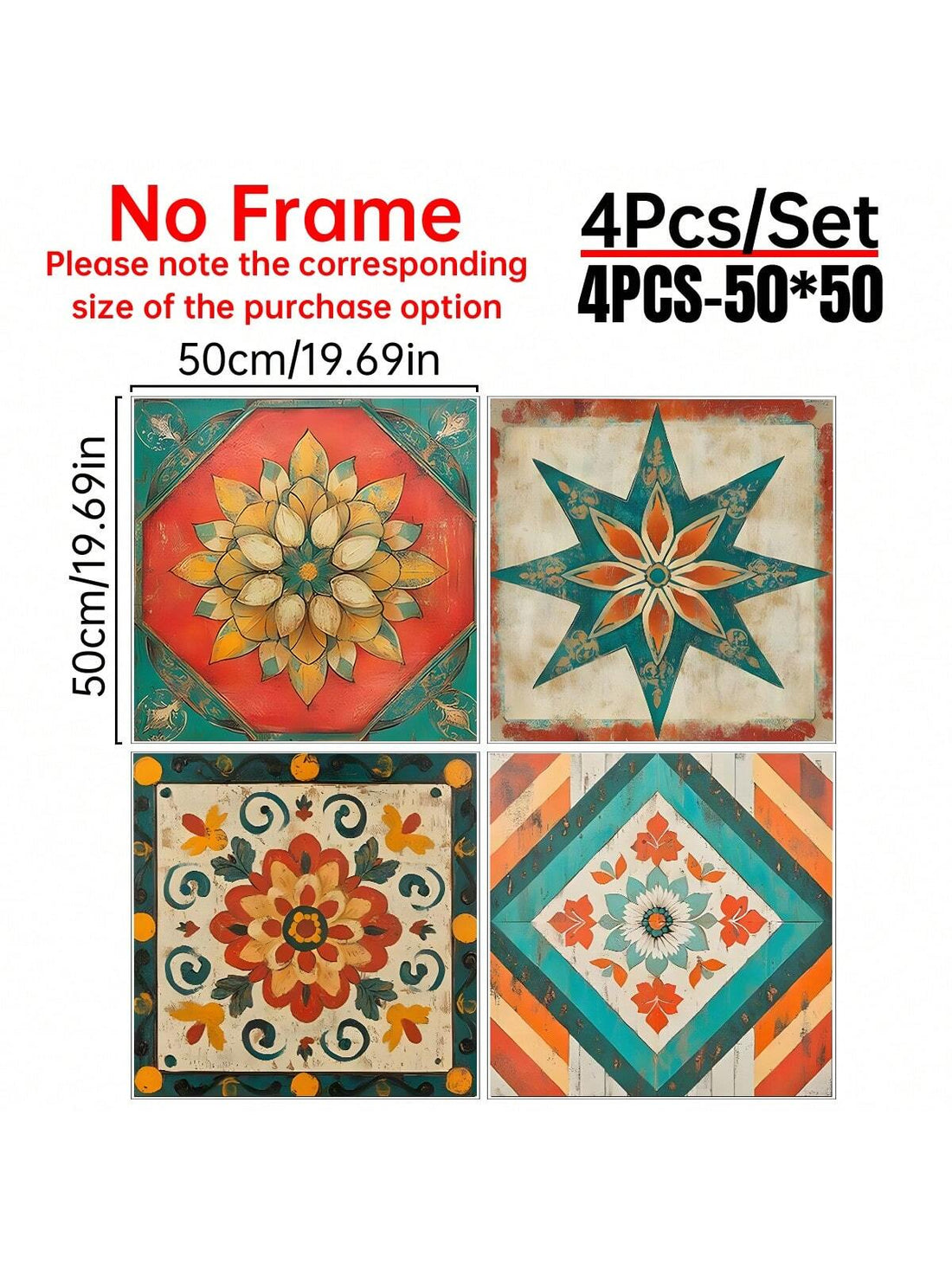 Transform your space with this striking 4-piece canvas print collection featuring vibrant vintage-style artwork. Each piece comes professionally framed, ready to create an instant focal point in any room. The carefully curated set complements both residential and professional environments, adding sophisticated visual interest to home living spaces or office settings. Designed for versatility and enduring style, these canvas prints deliver gallery-quality aesthetics without the premium price.