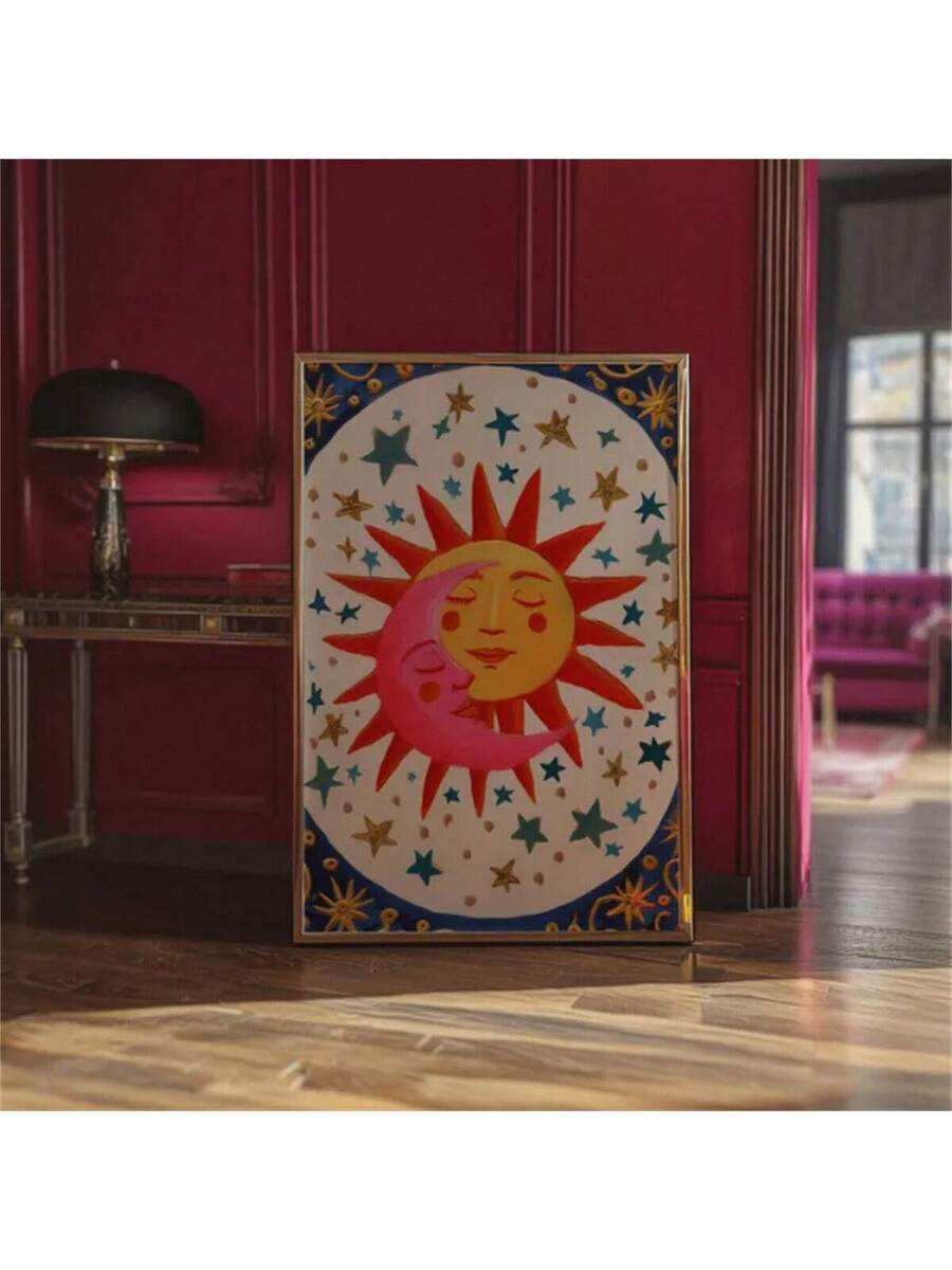 Bring celestial magic into your space with this enchanting sun and moon kissing poster. Featuring a dreamy boho aesthetic with multicolor details, this canvas art captures the romantic dance between day and night. Perfect for bedrooms, nurseries, and living rooms, it adds warmth and whimsy to any décor style. Whether you're creating a peaceful sanctuary or a child's imaginative retreat, this timeless design brings cosmic wonder to your walls.
