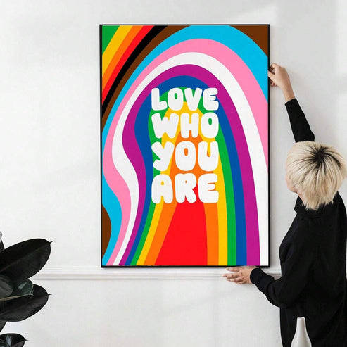 Celebrate Love LGBTQ+ Pride canvas wall art and Love Yourself print