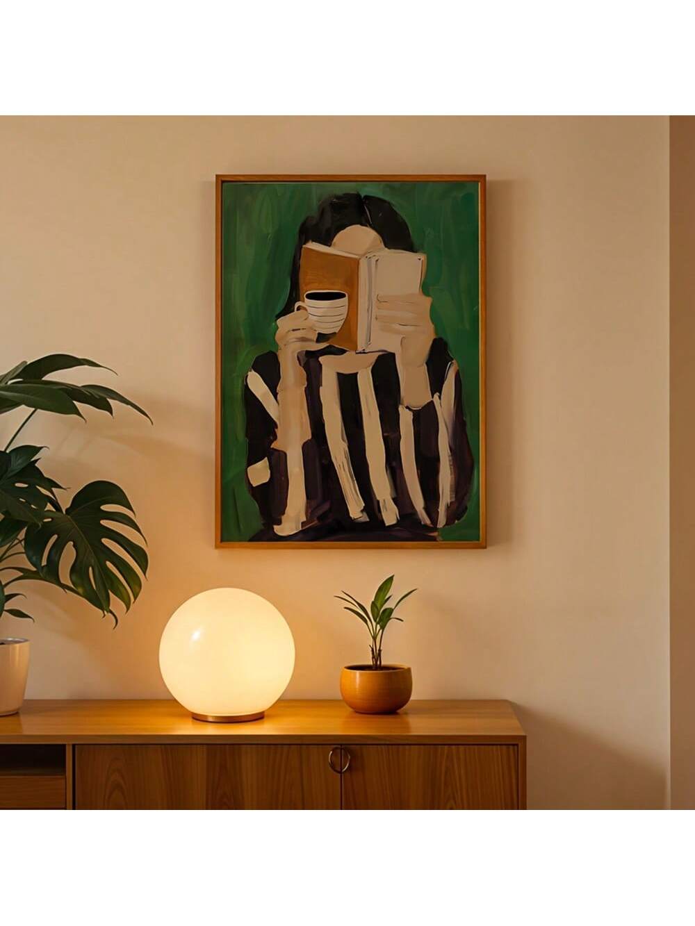 Elevate your space with this Green Abstract Female Reading Canvas Art Print, a modern minimalist piece designed to inspire calm and focus. Its subtle green tones and abstract form bring a sophisticated touch to any home, office, or café environment. Crafted for those who appreciate contemporary art, this print enhances ambiance while complementing diverse décor styles. Ideal for creating a serene atmosphere that encourages relaxation and creativity.