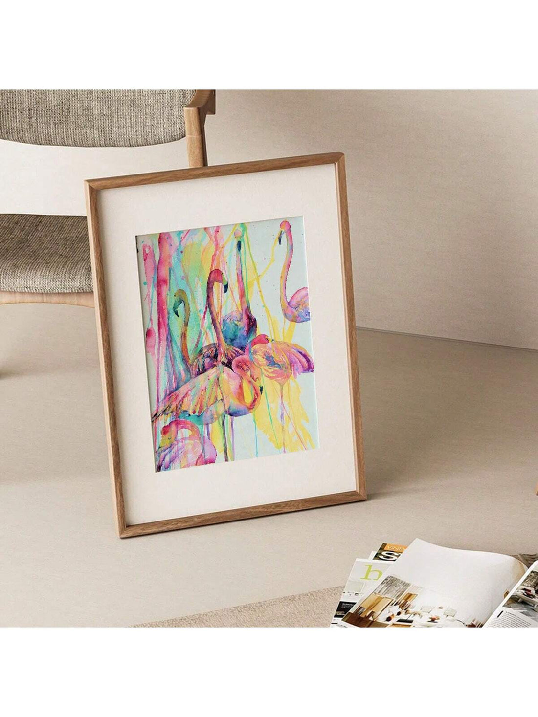 Elevate your space with this Vibrant Flamingo Canvas Wall Art, featuring a striking watercolor design in bright, lively colors. Perfect for modern homes and offices, this unframed piece adds a fresh, artistic touch that complements contemporary decor. Its vivid palette and elegant flamingo motif bring energy and sophistication to any room, making it an ideal choice for those seeking stylish, nature-inspired wall accents.