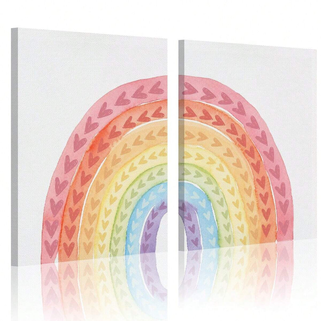 Rainbow Heart Canvas Wall Art Set - Inclusive LGBTQ Nursery Decor for Baby Rooms