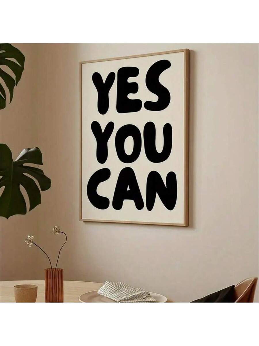 Transform your space with this striking "Yes You Can" inspirational canvas print. Featuring bold, modern lettering in vibrant multicolor tones, this minimalist artwork delivers an uplifting message perfect for bedrooms, home offices, living rooms, and creative spaces. The waterproof canvas construction ensures durability and longevity, while the lightweight design makes it easy to hang on any wall. Available as both framed and unframed options to suit your décor style. An ideal motivational piece for anyone