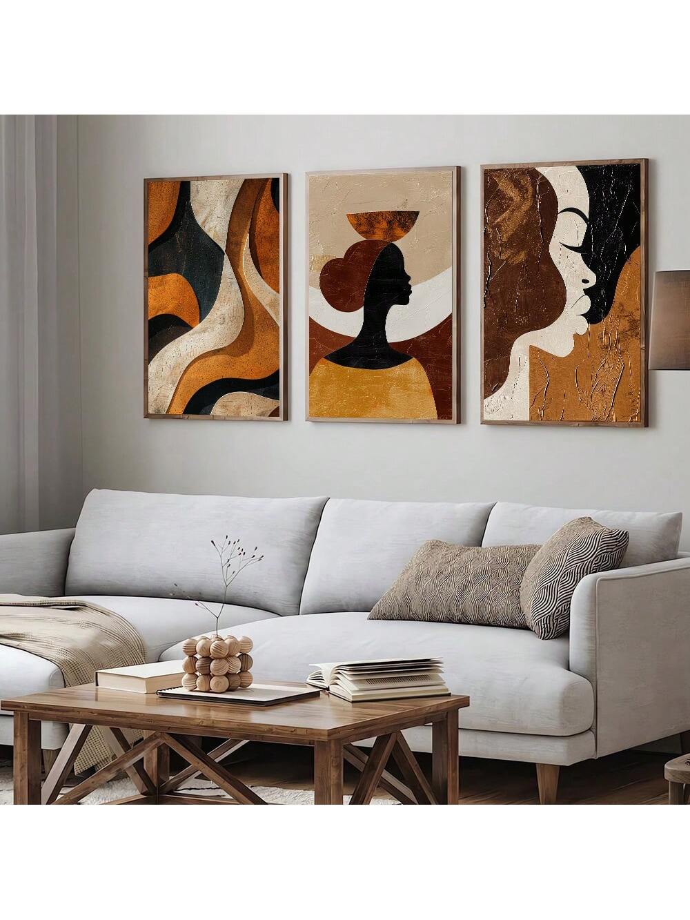 Elevate your living space with this set of three unframed vintage brown abstract geometric wall art prints. Designed with a boho minimalist aesthetic, these canvas prints blend warm earthy tones and clean lines to complement modern home decor. Their versatile style adds subtle sophistication and visual interest without overwhelming your walls, making them ideal for creating a cohesive, contemporary ambiance. Perfect for those seeking refined, artful accents that enhance any room’s character.
