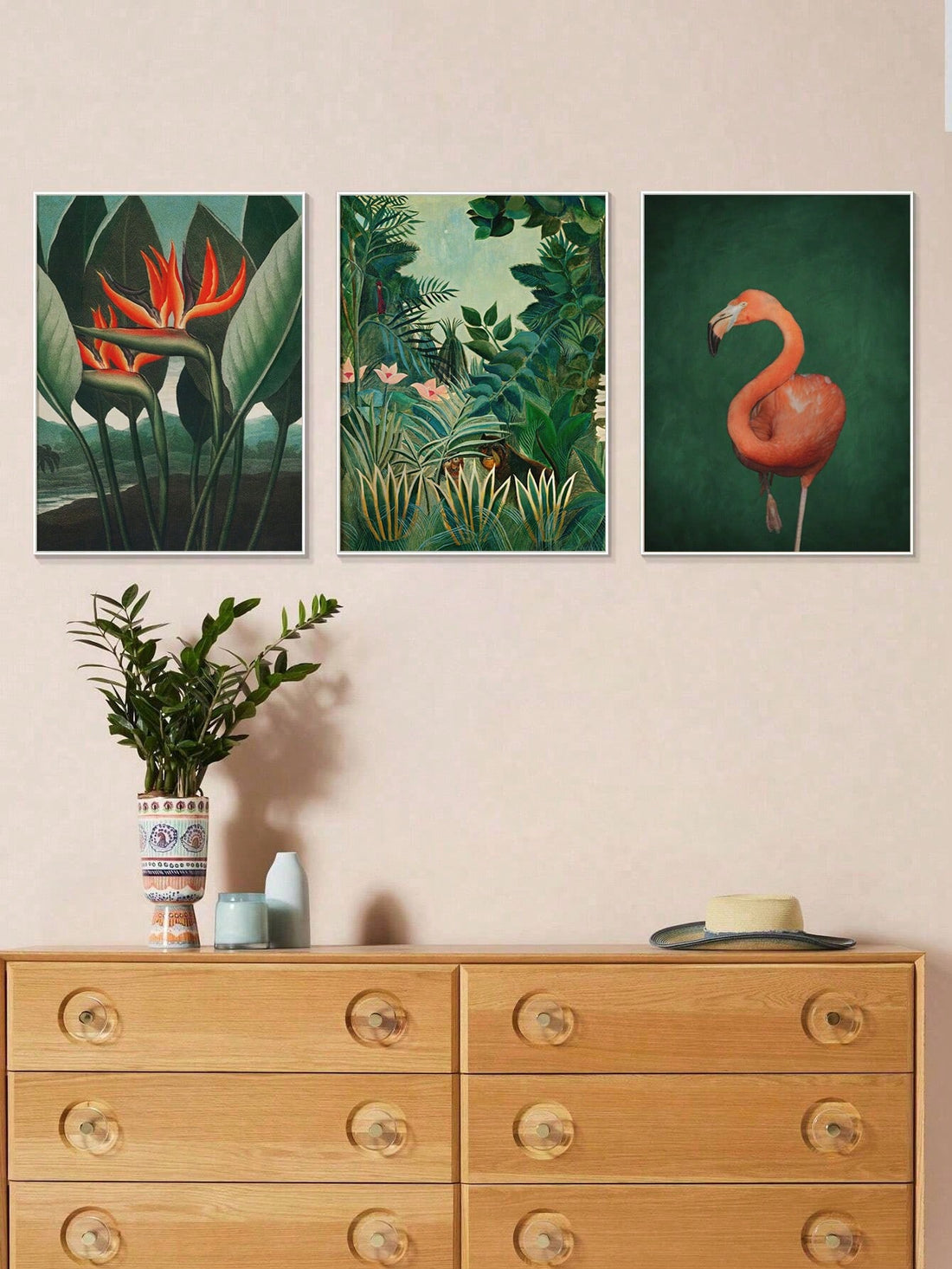 Elevate your living space with this exquisite dark emerald green flamingo botanical wall art. Featuring a sophisticated blend of rich green hues and elegant flamingo imagery, this piece adds a refined touch to any room. Perfect for those seeking stylish, nature-inspired décor, it enhances ambiance with its vibrant yet calming palette, making it an ideal focal point for modern interiors. Crafted to complement diverse design styles, this artwork brings both visual interest and a sense of tranquility to your h