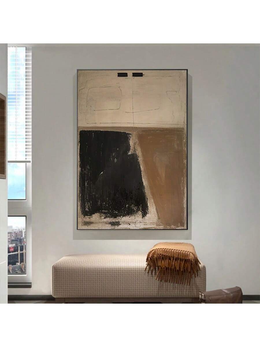 Elevate your interior design with this sophisticated unframed abstract oil painting canvas print. The contemporary composition features artistic brushstrokes and dynamic color interplay that serves as a focal point in modern living spaces. This versatile wall art adapts seamlessly to various décor styles while adding depth and visual interest to minimalist environments.