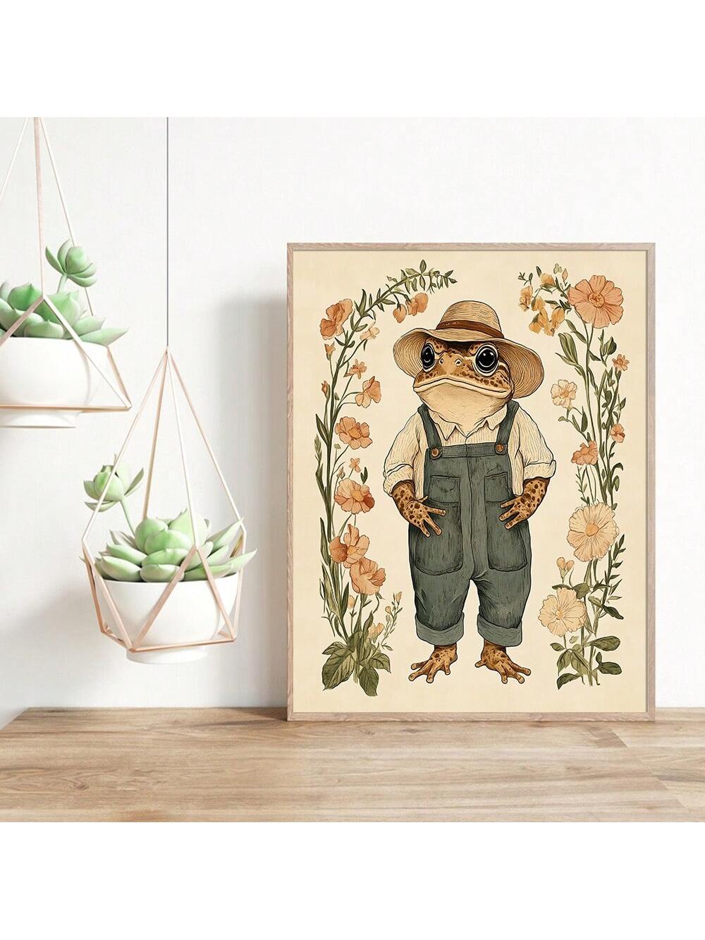 Elevate your living space with this Frameless Cottagecore Frog Wall Art, a whimsical botanical canvas print that blends nature-inspired charm with modern design. Featuring delicate frog imagery amidst lush foliage, this piece adds a serene, enchanting touch to any room. Its frameless style offers a sleek, contemporary look while maintaining a cozy, cottagecore aesthetic, perfect for those seeking unique, nature-infused home decor.