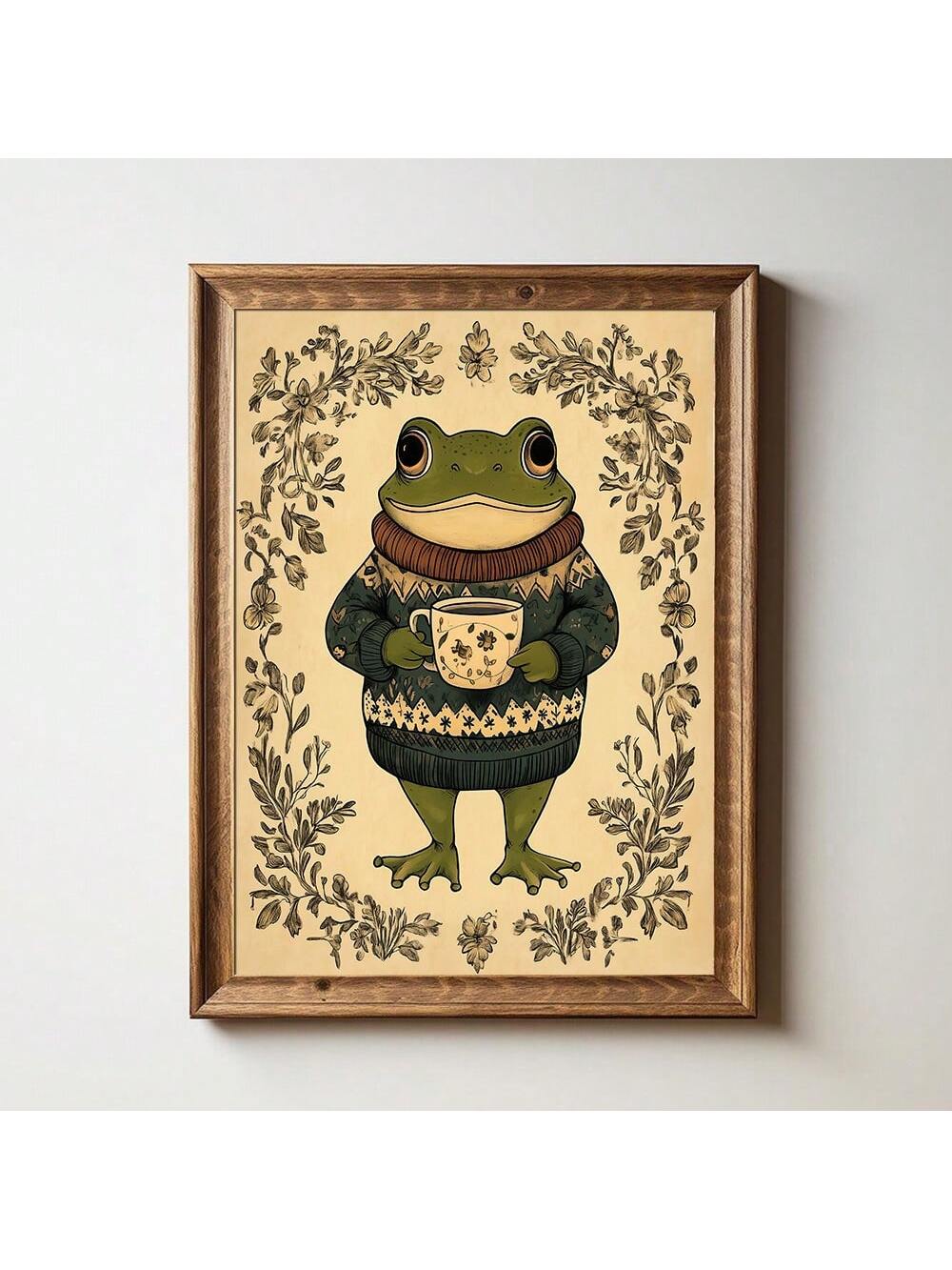 Elevate your living space with this frameless Cozy Cottagecore Botanical Frog canvas print. Featuring delicate botanical elements and a charming frog motif, this whimsical artwork blends nature-inspired aesthetics with modern design. Its frameless style offers a clean, minimalist look that complements any contemporary home décor, adding a touch of serene charm and artistic sophistication. Perfect for those who appreciate subtle, nature-themed accents that enhance a cozy, inviting atmosphere.