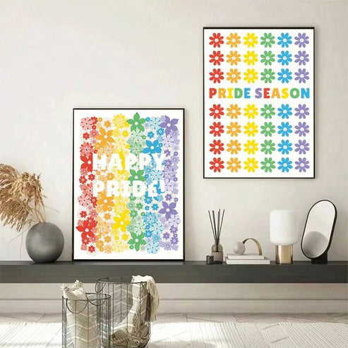 Colorful rainbow flower Pride wall art poster