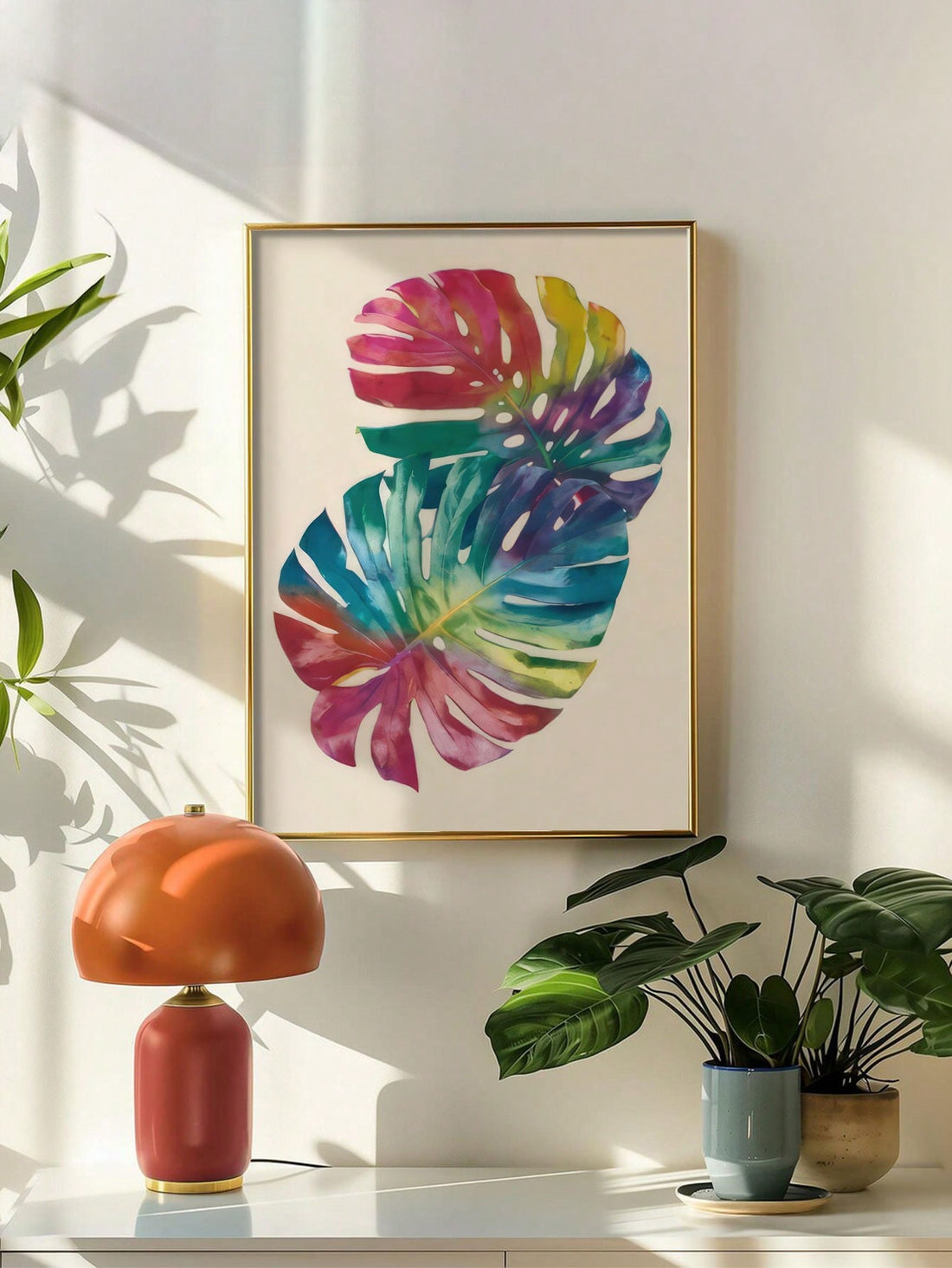 Elevate your living space with this Vibrant Rainbow Tropical Monstera Leaves Canvas Art. Featuring a dynamic blend of bold colors and tropical motifs, this piece adds a sophisticated yet lively touch to bedrooms and living rooms. Crafted for durability and visual impact, it enhances any décor with a modern, expert-curated aesthetic that brings nature’s vibrancy indoors.