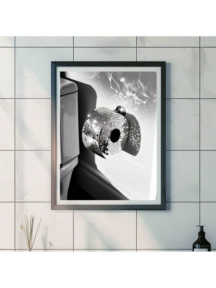 Elevate your bathroom’s style with this Modern Disco Ball Wall Art. Featuring a minimalist design on an unframed canvas, it adds a subtle yet funky touch to your space. Perfect for those seeking contemporary decor with a playful edge, this piece complements modern interiors while maintaining a clean, uncluttered look. Its versatile design makes it an ideal accent for creating a unique atmosphere without overwhelming your bathroom’s aesthetic.