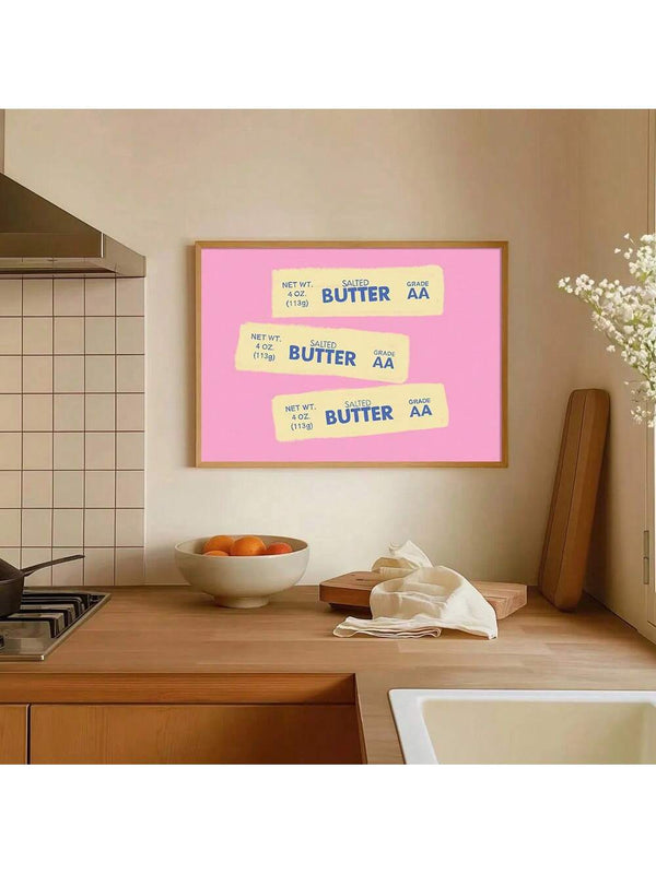 Pink butter Y2K canvas wall art for kitchen and dining room decor