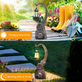 Outdoor animal lantern statue showing waterproof, frost resistant, and heat resistant design.