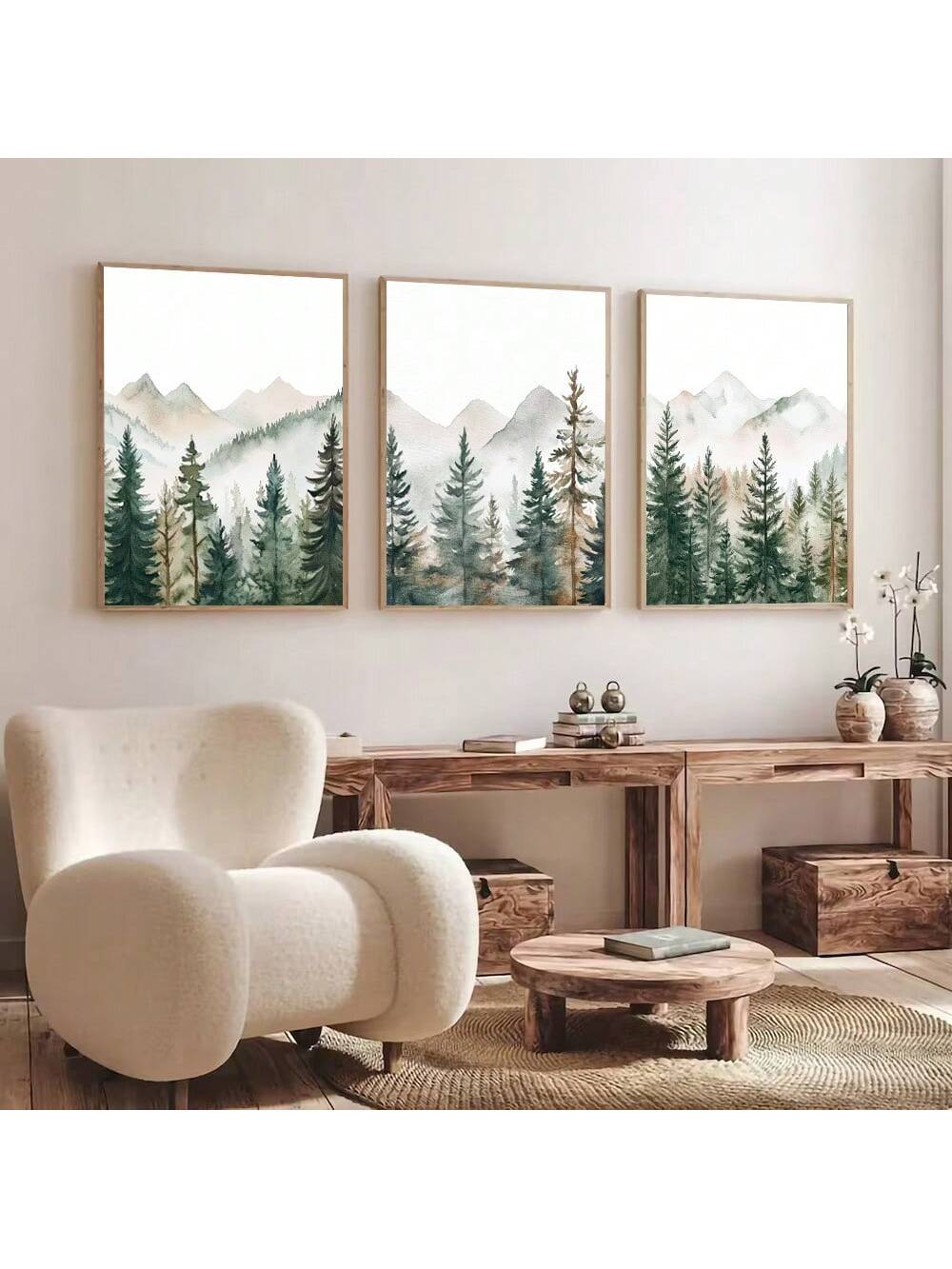 Elevate your living space with this Frameless Watercolor Forest Landscape Art Set, designed to complement minimalist and Nordic interiors. Featuring serene forest scenes rendered in soft watercolor tones, these prints bring a calming natural element to modern homes. The frameless design enhances the artwork’s subtle elegance, allowing seamless integration with various decor styles while maintaining a clean, sophisticated look. Ideal for creating a tranquil atmosphere, this set offers a refined way to showca