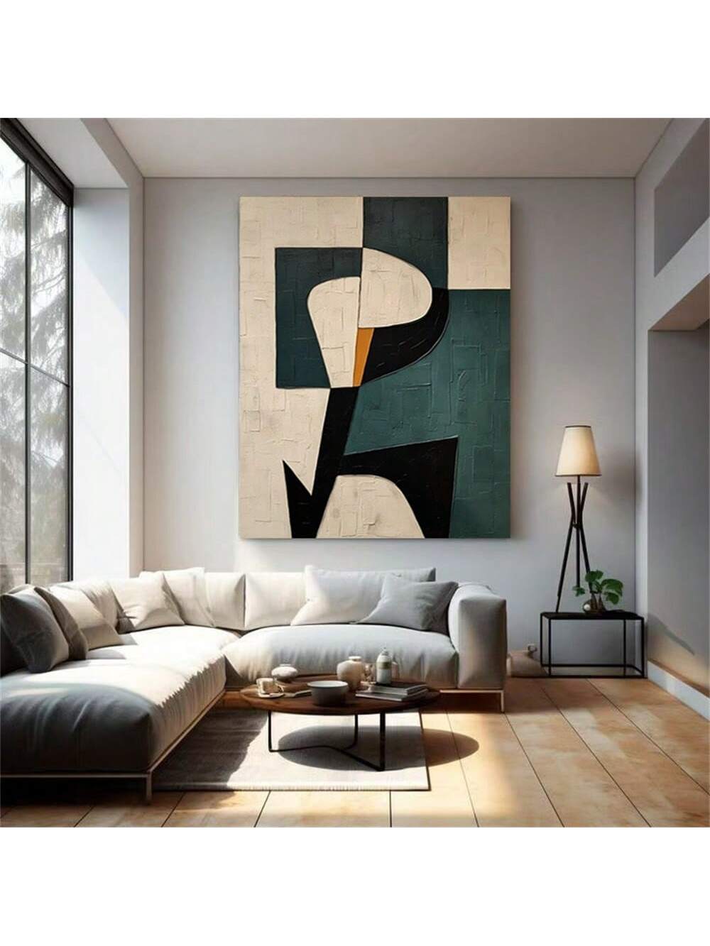This frameless, hand-drawn modern oil painting offers a sophisticated abstract design that enhances contemporary living spaces. Crafted with meticulous brushwork, it brings depth and texture to your living room or bedroom decor. Its minimalist presentation without a frame allows seamless integration into various interior styles, making it a refined choice for those seeking artistic elegance and a unique focal point in their home.