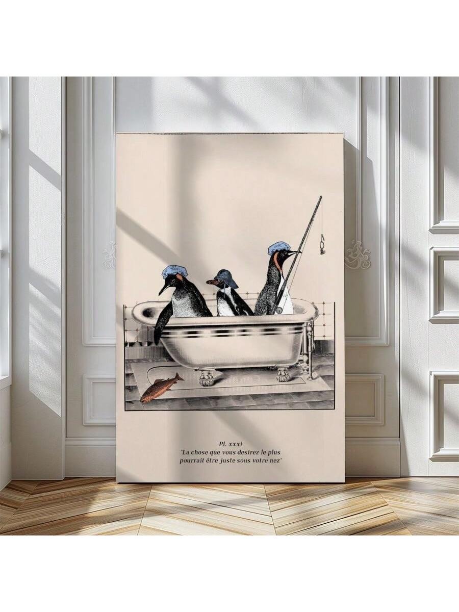 Add a touch of humor and charm to your space with this Whimsical Penguin Fishing Canvas Art. Perfect for bathrooms, living rooms, or bedrooms, this playful piece features a penguin engaged in fishing, bringing lightheartedness and unique character to your walls. Crafted on high-quality canvas, it offers durability and vibrant colors that brighten any room while sparking smiles and conversation. Ideal for those seeking distinctive, expert-curated decor that blends fun with style.