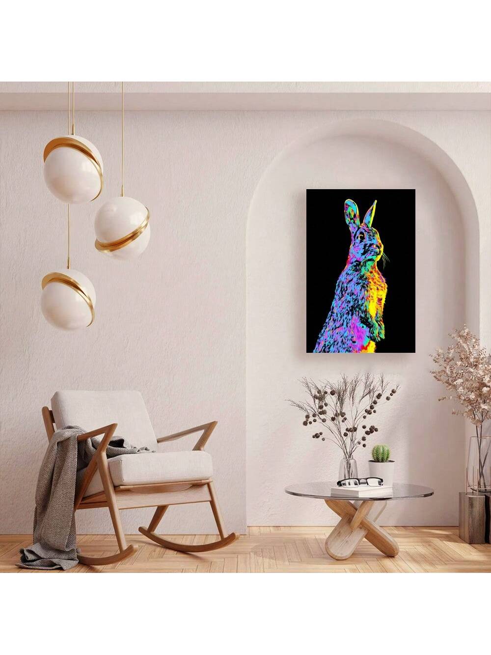 Elevate your living space with this Vibrant Neon Rabbit Canvas Wall Art, expertly crafted to bring a bold, contemporary touch to your home décor. Featuring a striking neon rabbit design, this premium framed poster combines vivid colors with high-quality canvas for lasting vibrancy and durability. Perfect for adding an artistic focal point to any room, it seamlessly blends modern aesthetics with timeless craftsmanship. Ideal for enthusiasts of unique and eye-catching wall art, this piece enhances ambiance wh