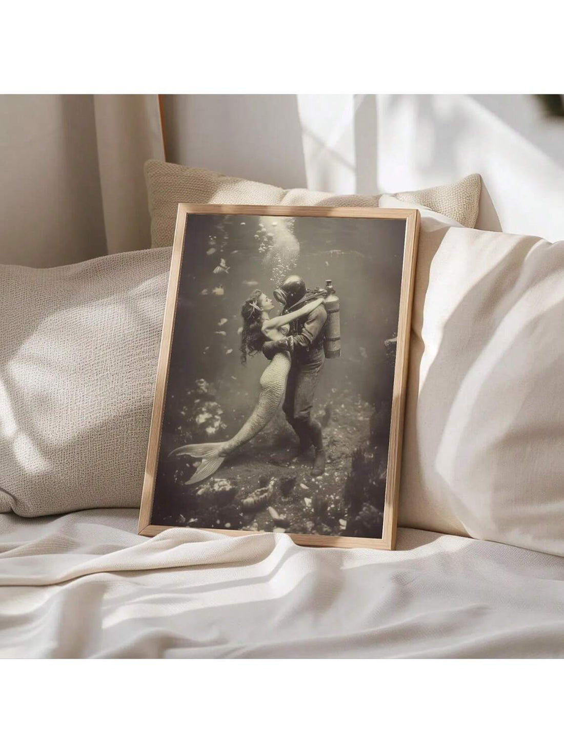 Enhance your coastal space with this Vintage Mermaid Ocean Wall Art Poster, perfect for beach houses and bathrooms. Featuring a timeless nautical design, it adds a charming, ocean-inspired touch to your décor. Crafted to evoke the serene beauty of the sea, this poster brings both elegance and a subtle vintage appeal to your walls. Ideal for creating a relaxing, maritime atmosphere.