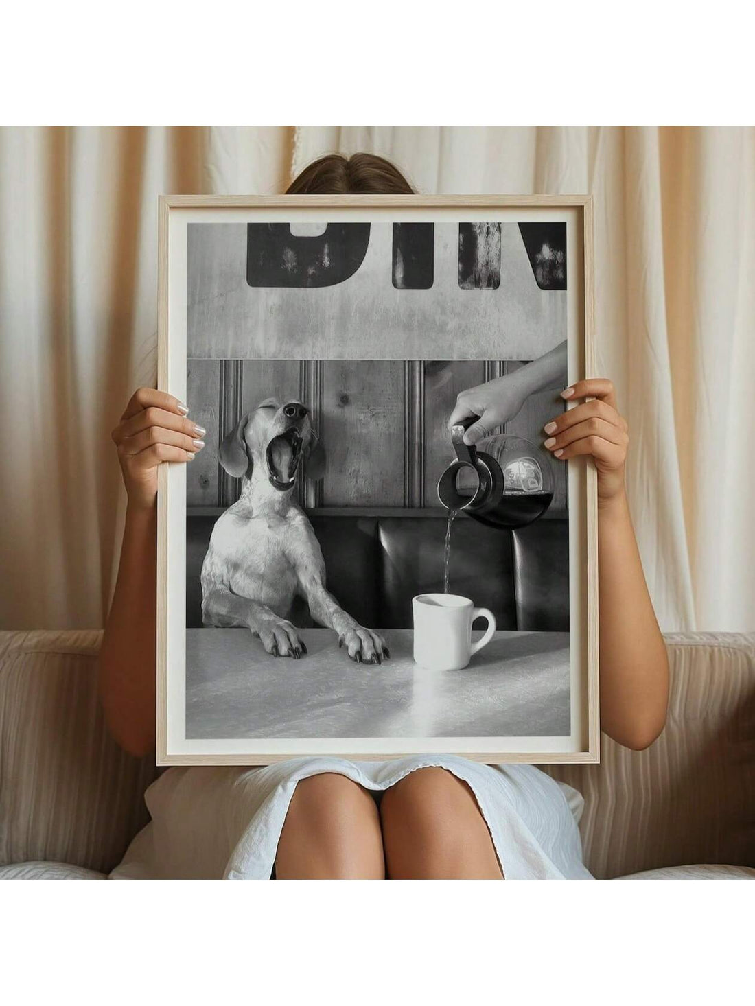 Bring warmth and character to your space with this charming vintage-inspired wall art featuring a monochrome dog photograph paired with the uplifting "Stay Pawsitive" quote. Perfect for coffee enthusiasts and pet lovers alike, this piece combines nostalgic aesthetics with modern motivational messaging. 