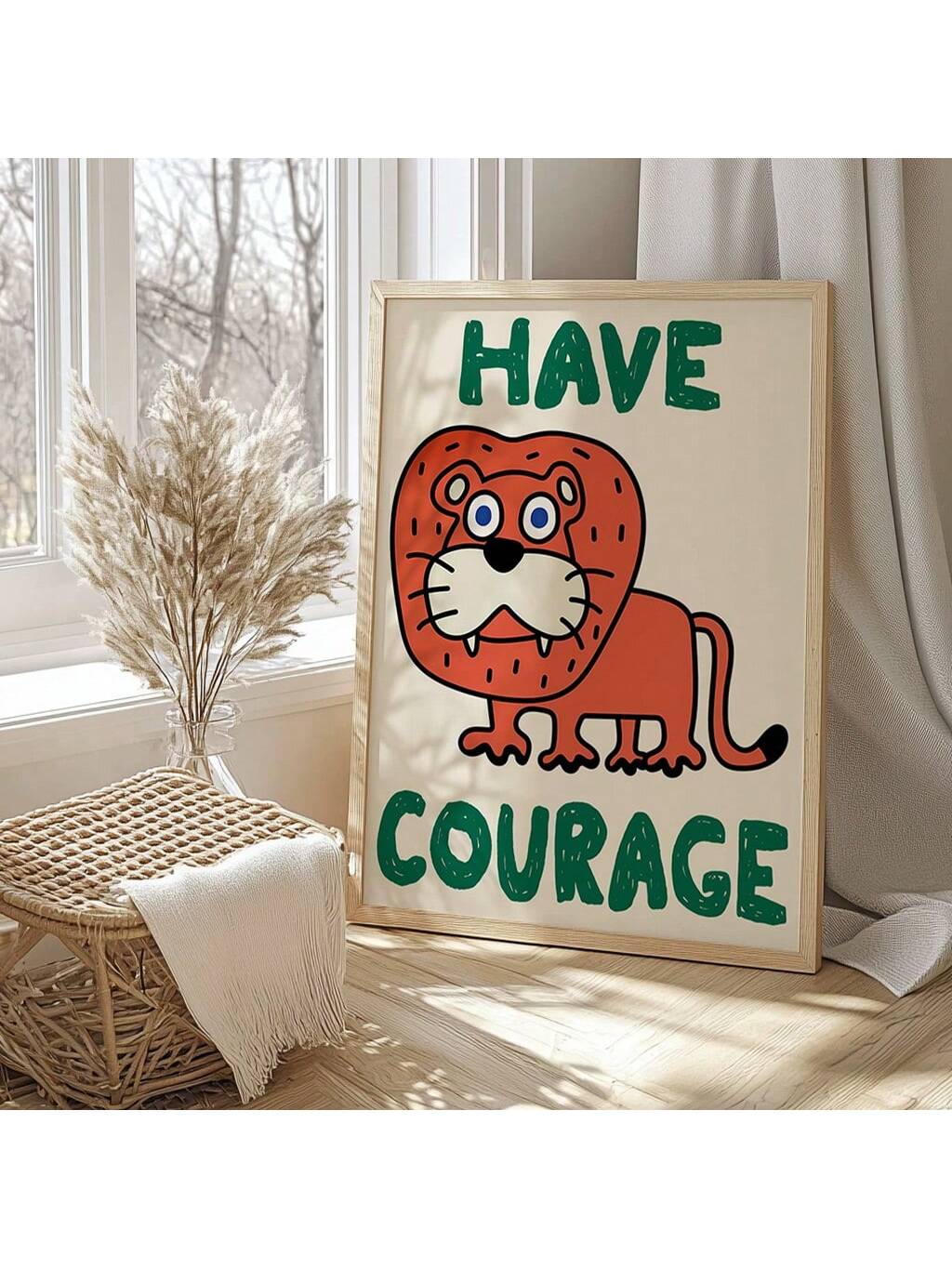 Brighten your child's room with the Have Courage Kids Wall Art Poster, designed to inspire bravery and joy. This colorful and customizable piece adds a playful touch to any space, encouraging confidence and creativity. Perfect for creating an uplifting environment that supports your child's growth and imagination.