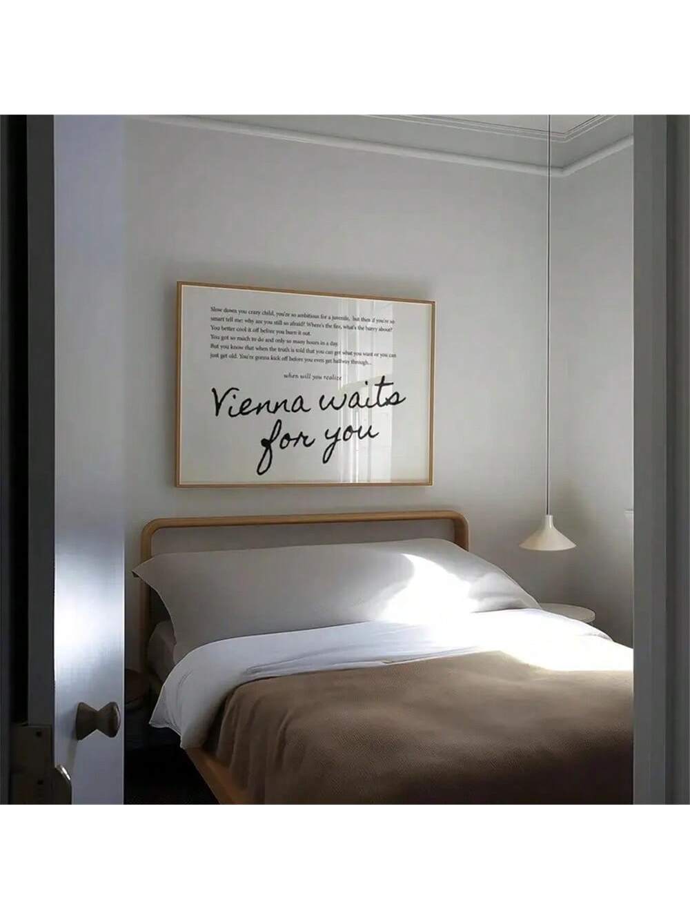 Elevate your space with the "Vienna Waits For You" lyrics canvas print, featuring a modern minimalist design that blends seamlessly into any home or office decor. This art piece inspires reflection and motivation, making it a perfect addition to environments where creativity and focus are valued. Crafted for durability and style, it offers a subtle yet meaningful statement that enhances your surroundings with elegance and purpose.