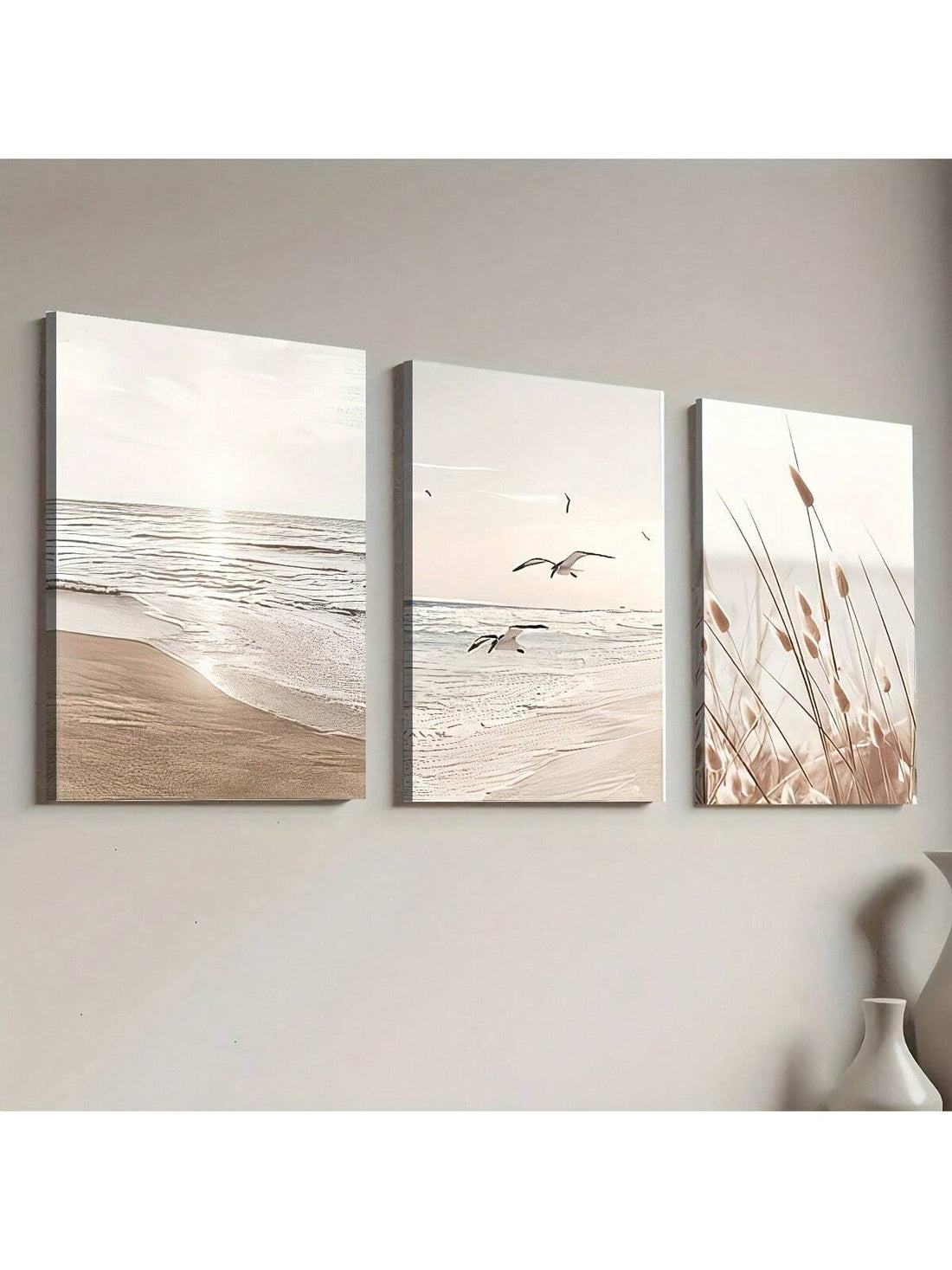Transform your living space with the Serene Ocean Landscape Canvas Art Set, featuring three expertly framed pieces that capture the tranquil beauty of the beach. Each canvas showcases calming ocean views, bringing a sense of peace and natural elegance to your home decor. Perfectly suited for coastal-inspired interiors, this set enhances any room with its harmonious color palette and refined presentation. Elevate your environment with art that evokes relaxation and timeless seaside charm.