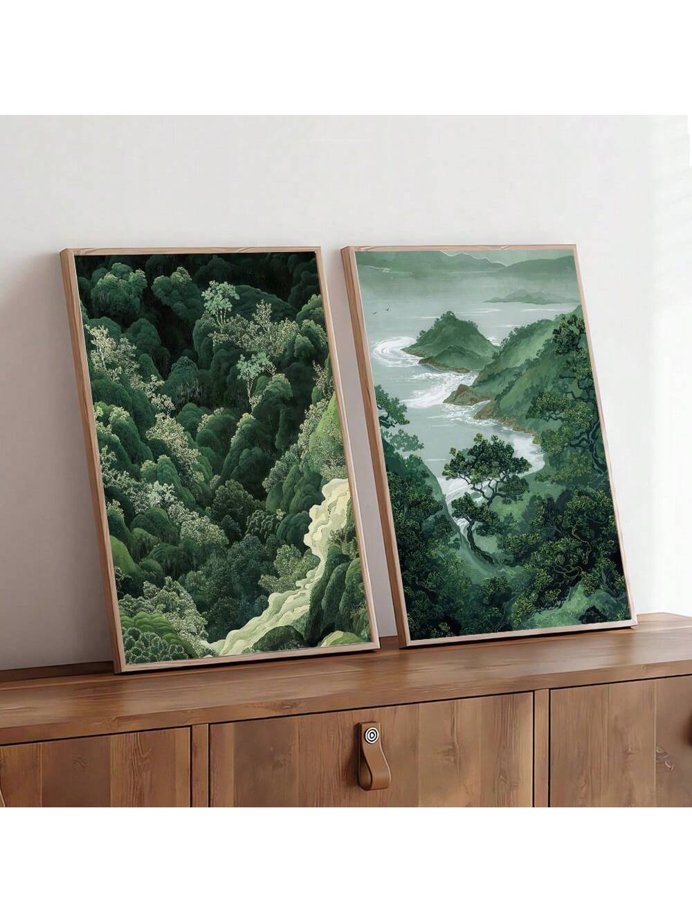 Elevate your living space with the Zen Green Forest Mountain Art Set, featuring unframed Japanese canvas prints that embody minimalist elegance. These carefully crafted pieces bring serene mountain landscapes and subtle natural hues into your home, promoting a calm and balanced atmosphere. Designed for versatility, they complement a range of interior styles while enhancing tranquility through refined simplicity. Perfect for those seeking expert-level décor with a focus on understated beauty and cultural art